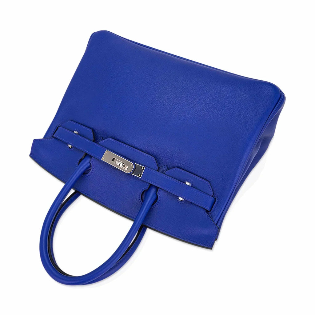 👜Birkin 30 Bag Blue Electric Novillo Leather with Palladium Hardware