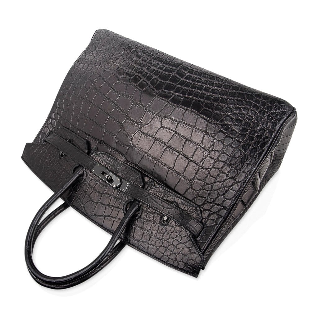 👜Birkin 35 Bag So Black Limited Edition Matte Black Alligator