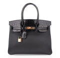 👜Birkin 30 Touch Bag Black Crocodile / Black Leather Rose Gold Hardware