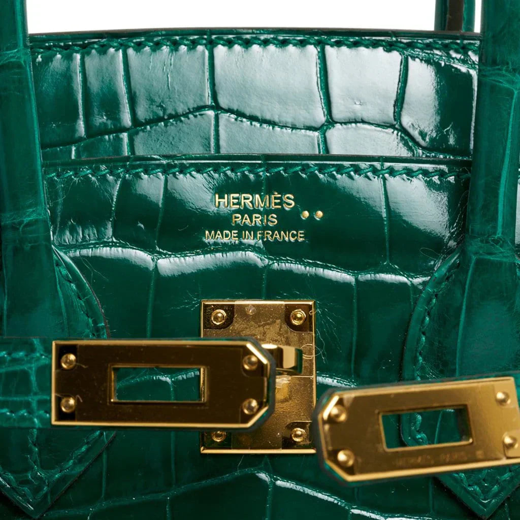👜Birkin 25 Bag Emerald Crocodile Gold Hardware