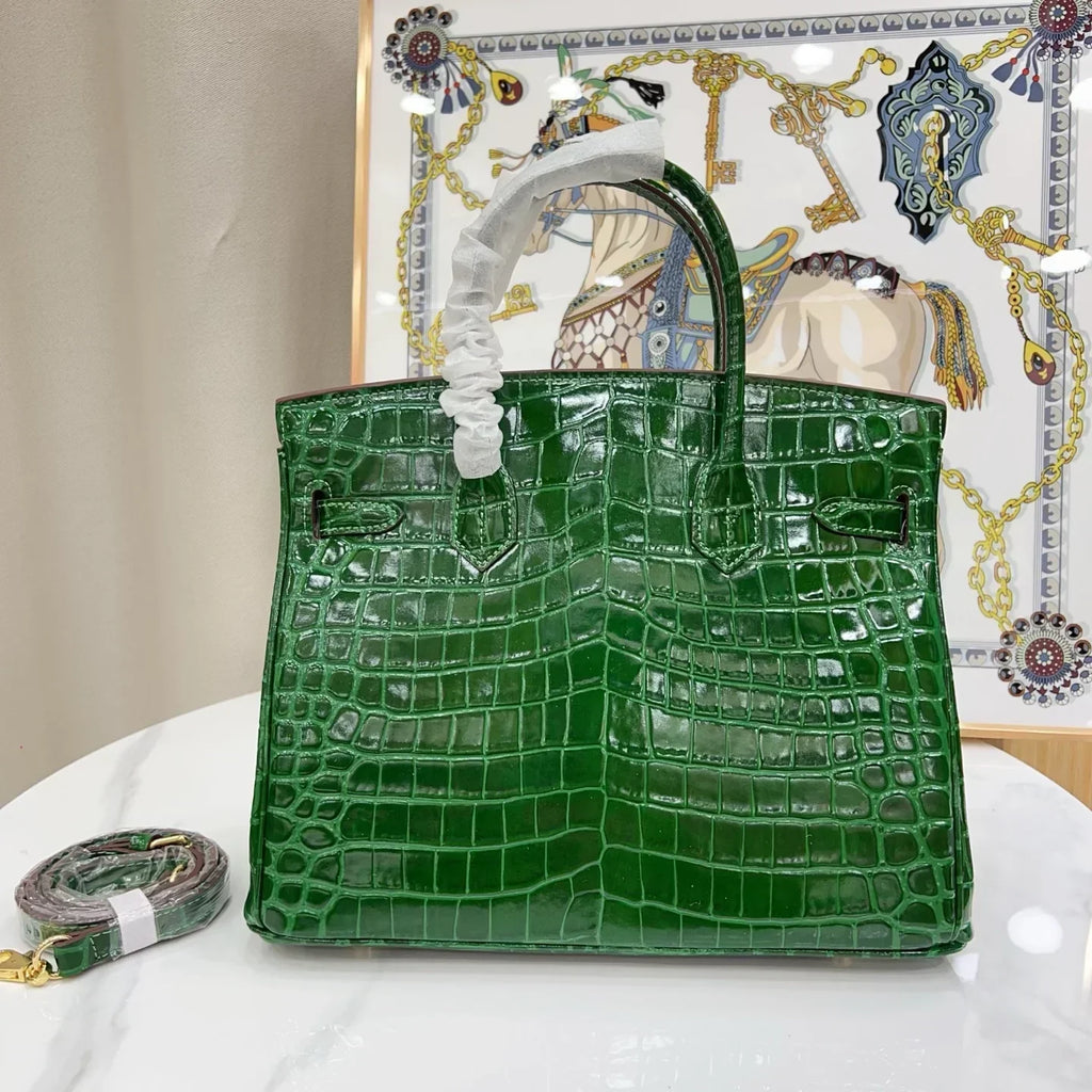 👜Birkin Emerald Shiny Niloticus Crocodile Gold Hardware