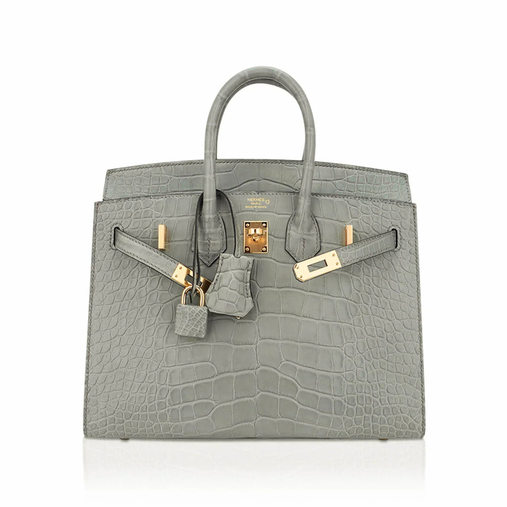 👜Birkin 25 Bag Gris Ciment Matte Alligator with Gold Hardware