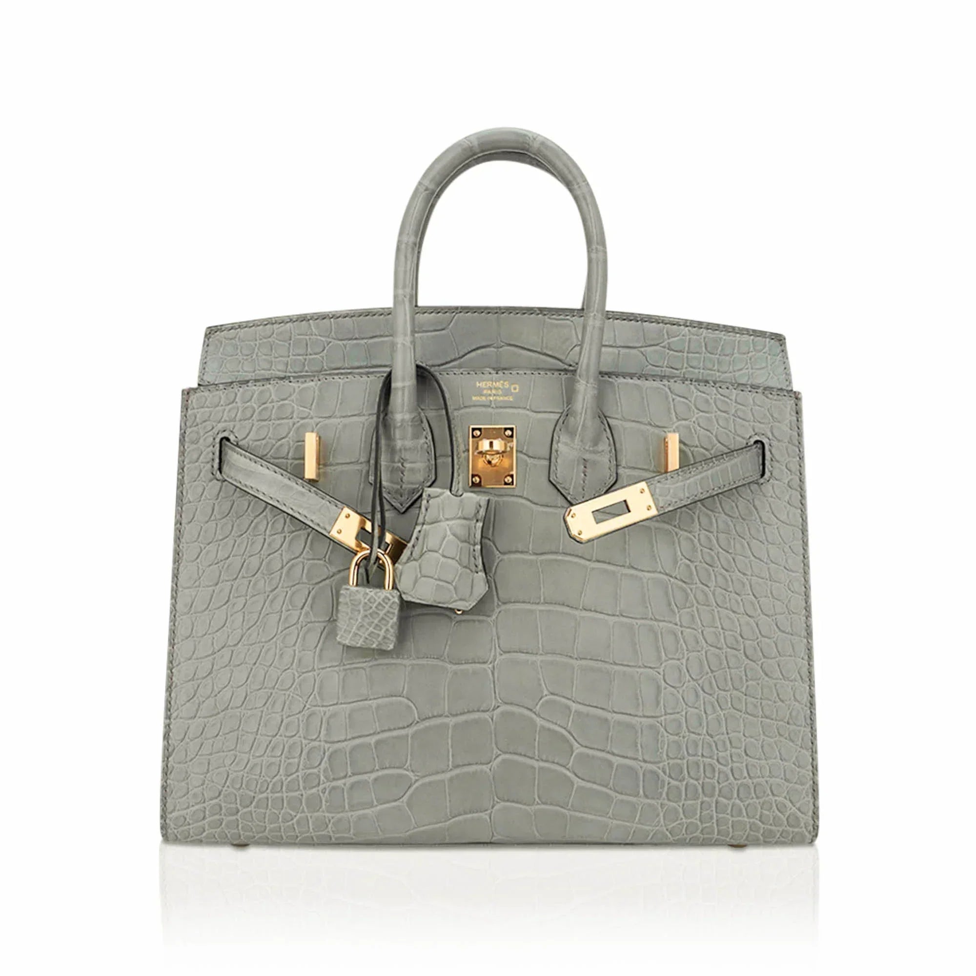 👜Birkin 25 Bag Gris Ciment Matte Alligator with Gold Hardware