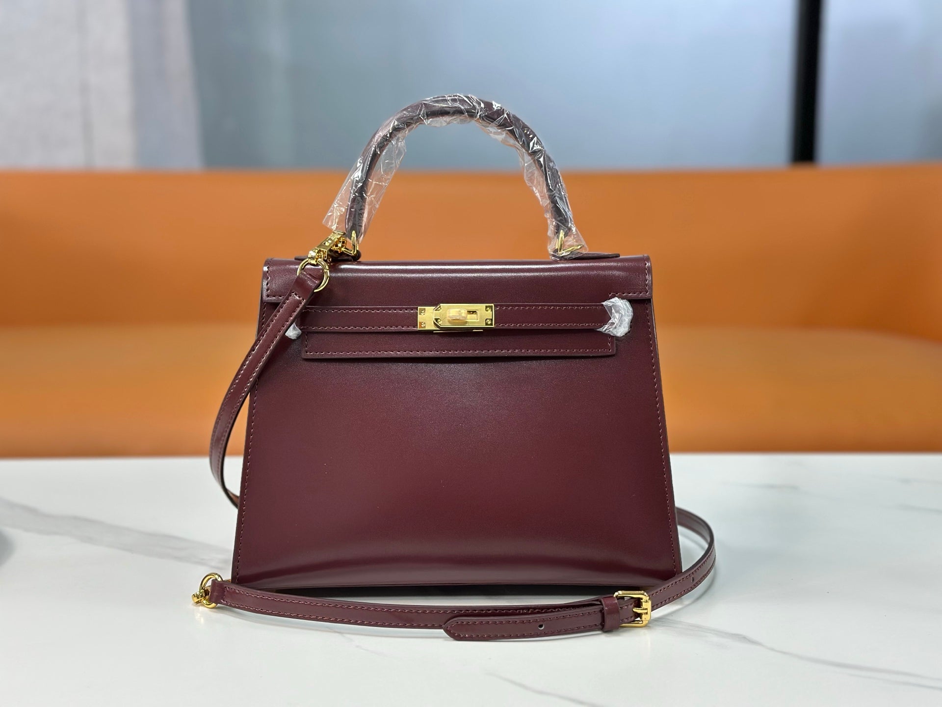 Kelly Sellier 19cm & 22cm & 25cm Rouge H Box Calf Leather Gold Hardware & Palladium Hardware Women Handbag