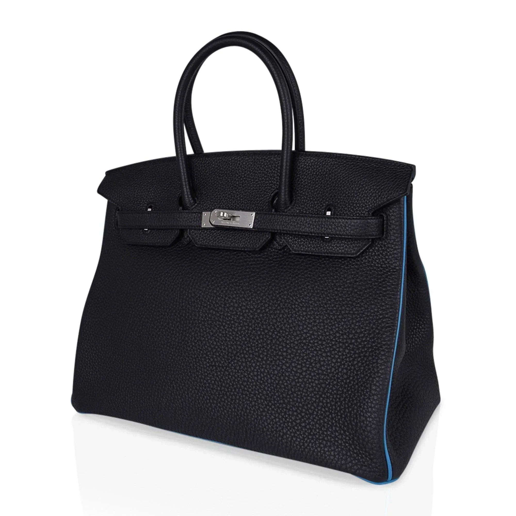 👜Special Order HSS Birkin 35 Bag Black Turquoise Togo Leather with Brushed Palladium Hardware
