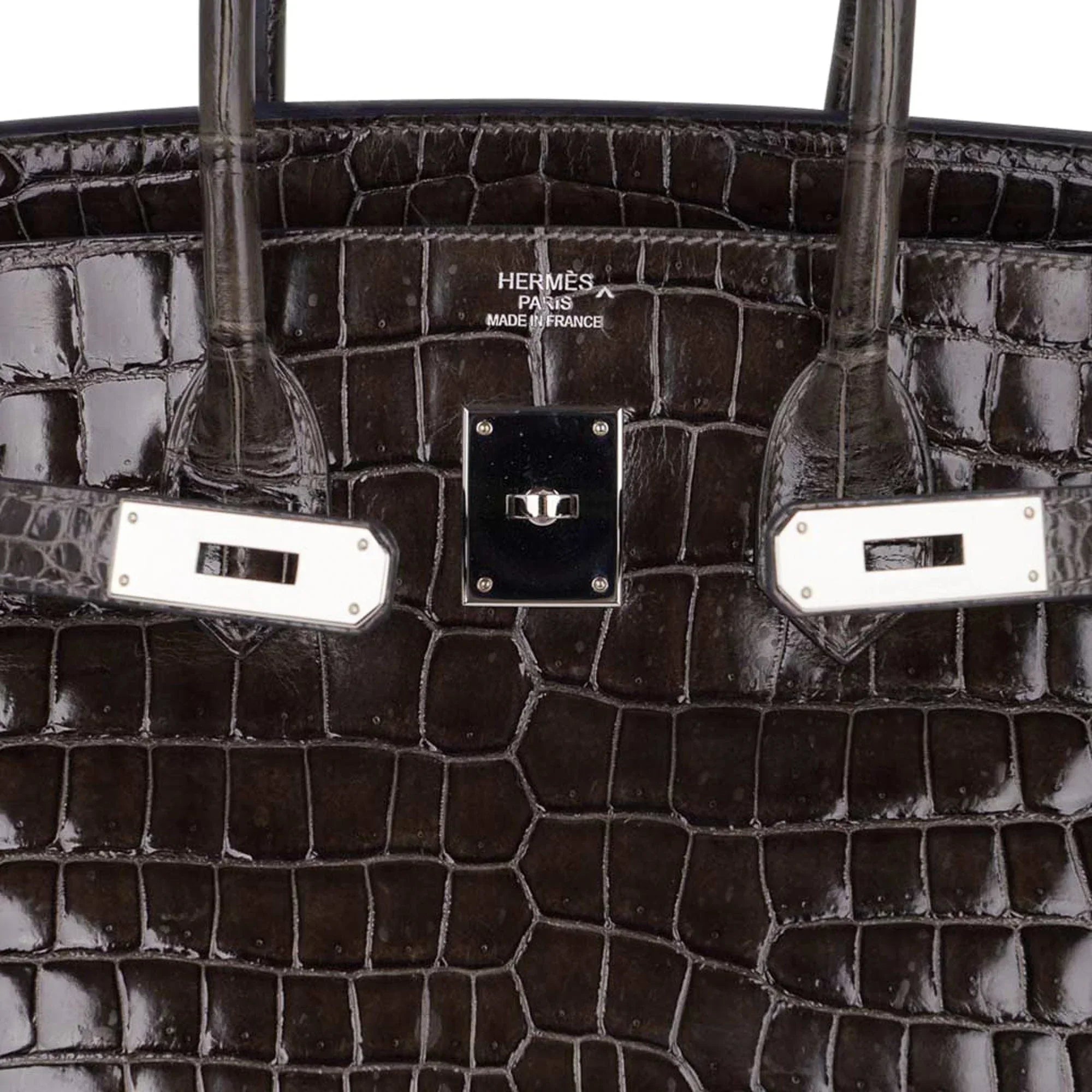 👜Special Order HSS Birkin 35 Bag Gris Fonce Porosus Crocodile with Palladium Hardware