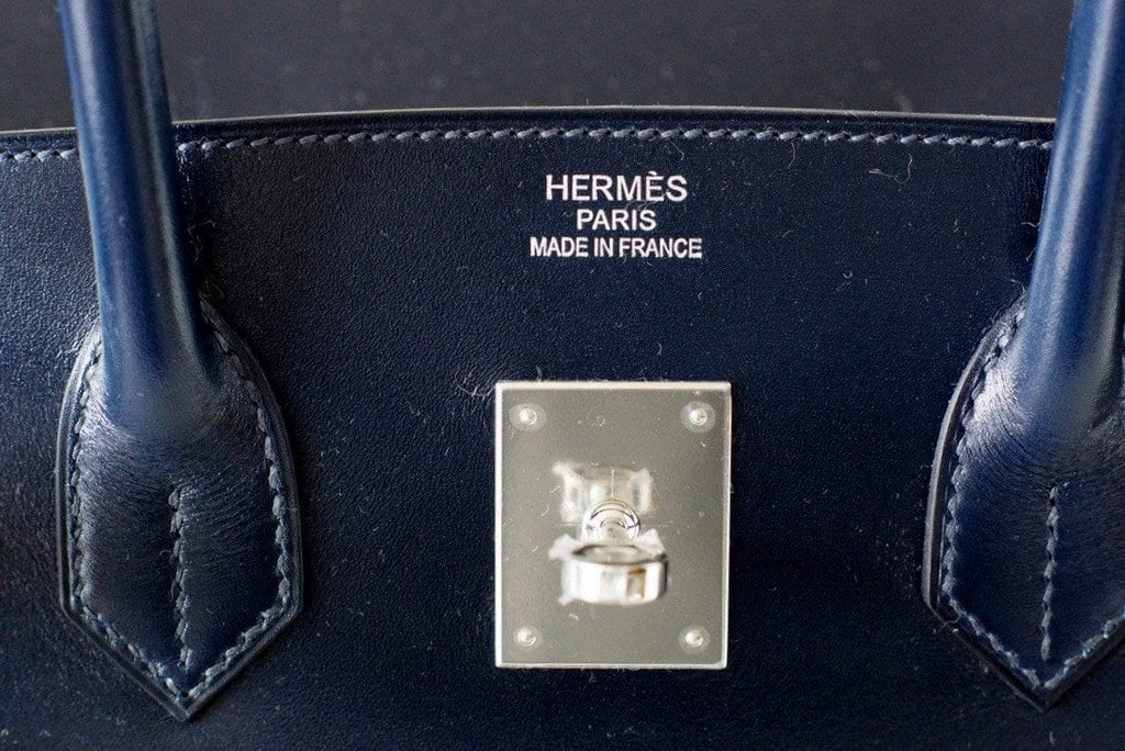👜Birkin 35 Bag (Bleu) Blue Marine Coveted Rare Box Leather Palladium