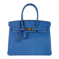 👜Birkin 30 Bag Bleu Mykonos Ostrich with Gold Hardware