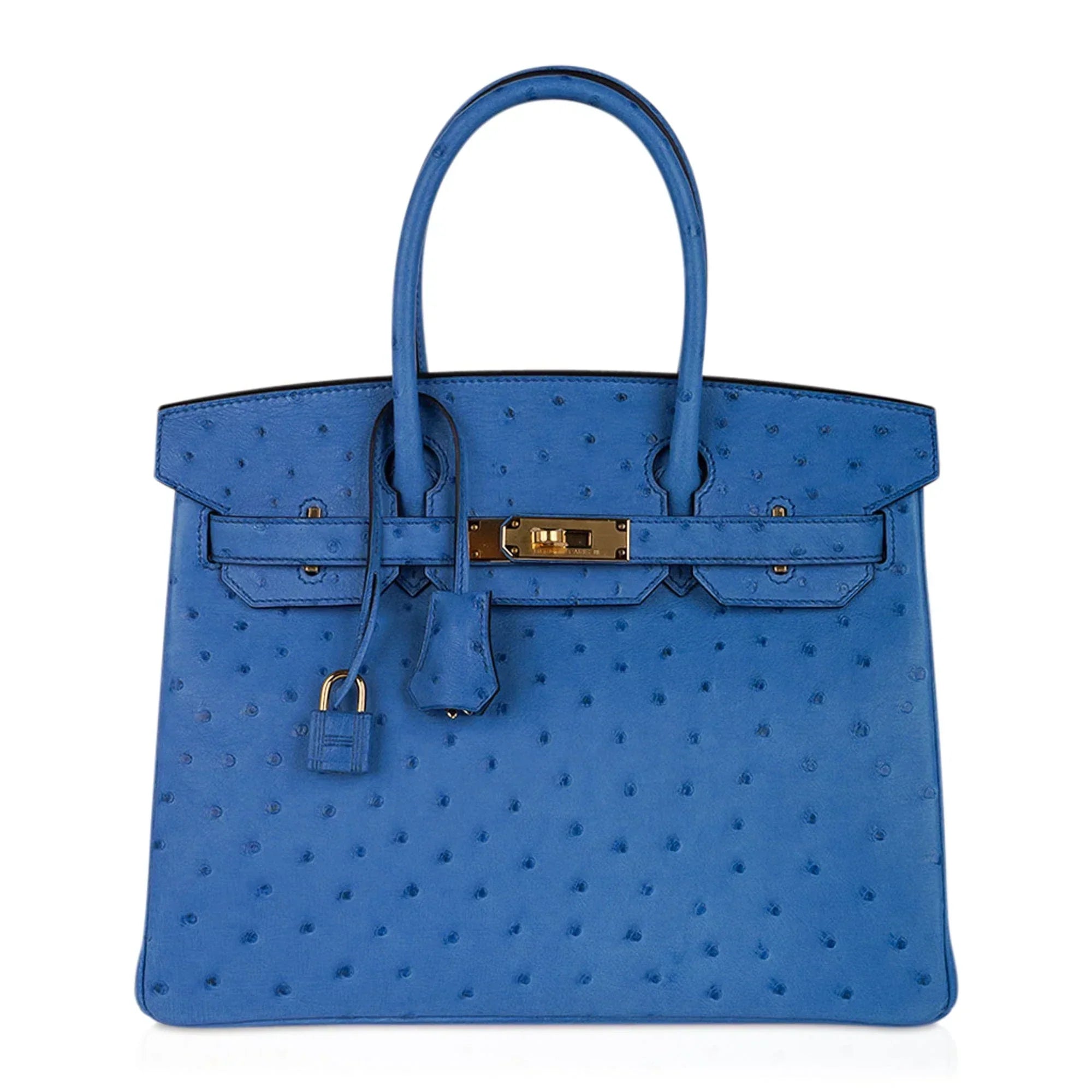 👜Birkin 30 Bag Bleu Mykonos Ostrich with Gold Hardware