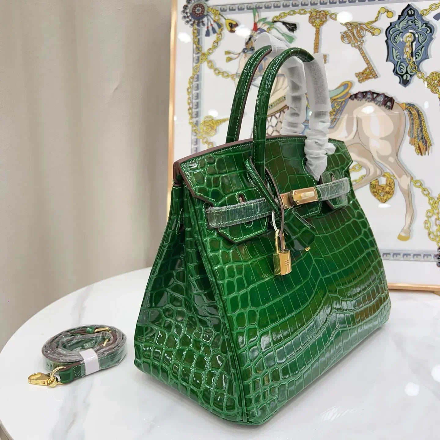 👜Birkin Emerald Shiny Niloticus Crocodile Gold Hardware