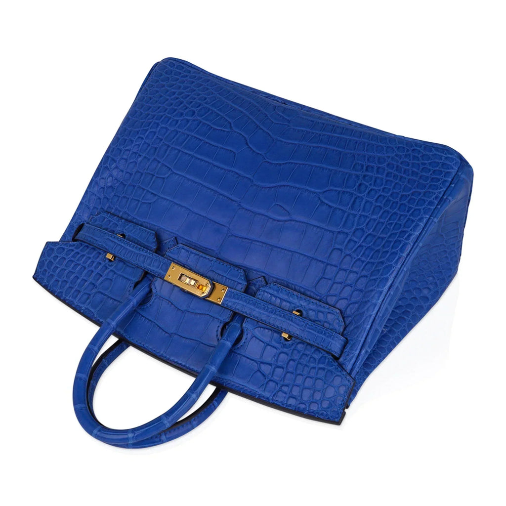 👜Birkin 25 Bag Blue Zellige Matte Alligator Gold Hardware