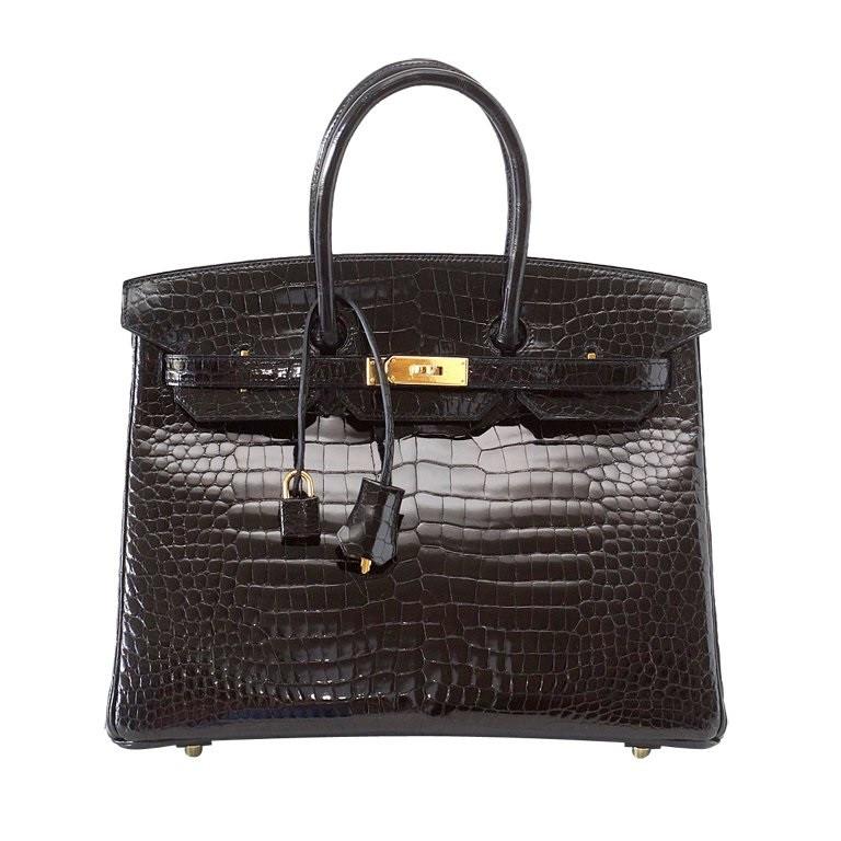 👜Birkin 35 Black Porosus Crocodile with Gold Hardware