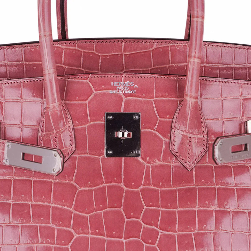👜Birkin 35 Rose Indien Porosus Crocodile Bag – Rare Retired Color