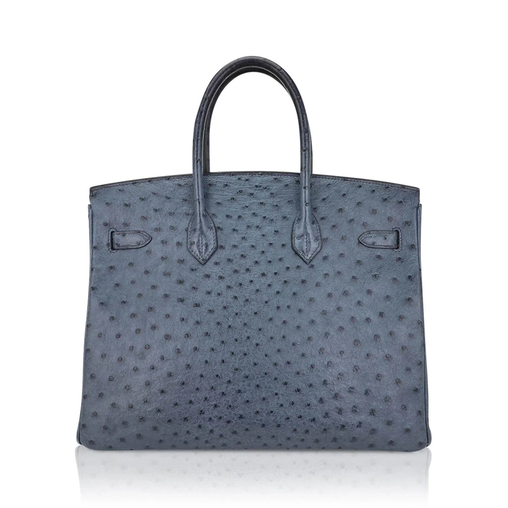 👜Birkin Vintage 35 Bag Blue Roi Ostrich Palladium Hardware