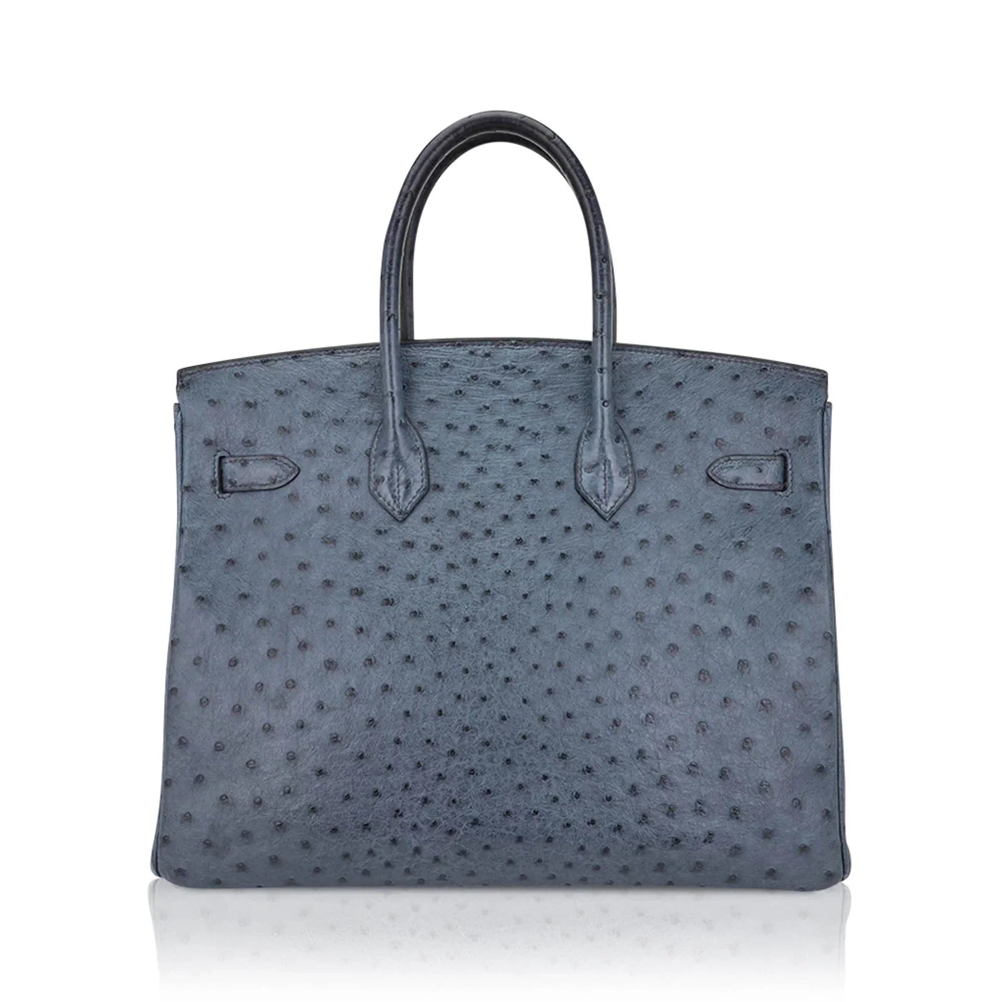 👜Birkin Vintage 35 Bag Blue Roi Ostrich Palladium Hardware