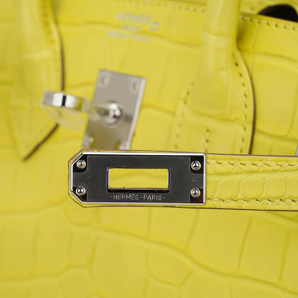 👜Birkin 25 Bag Lime Matte Alligator with Palladium Hardware