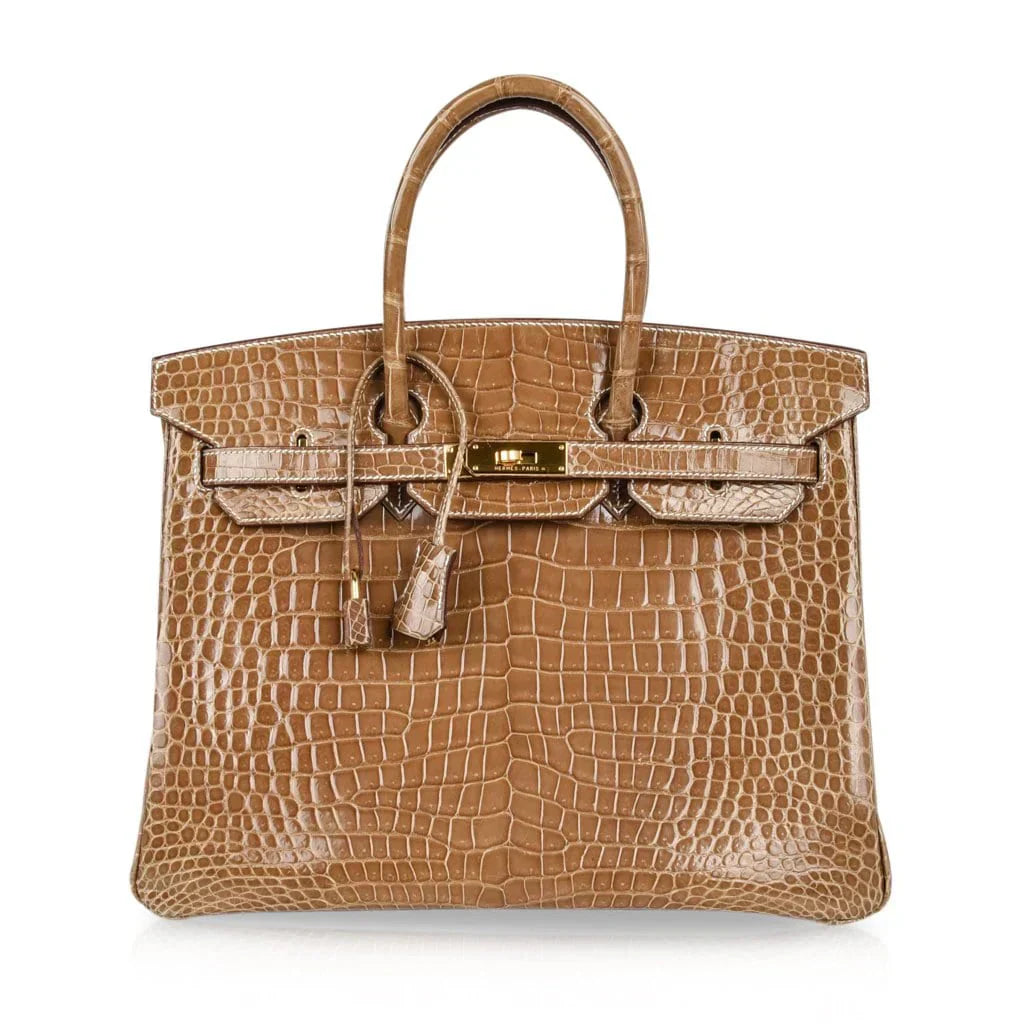 👜Birkin 35 Bag Ficelle Porosus Crocodile Gold Hardware