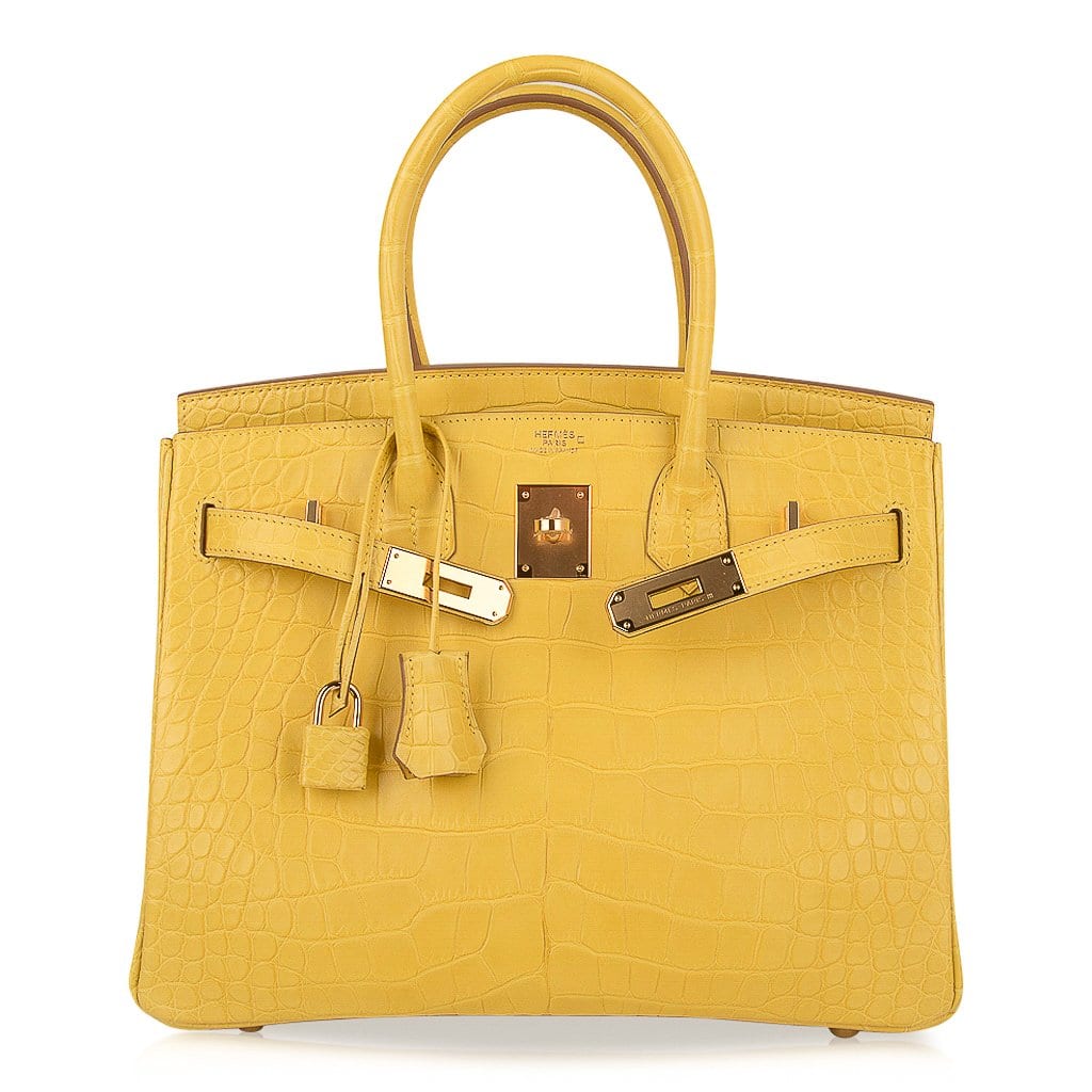 👜Birkin 30 Bag Mimosa Matte Alligator Gold Hardware