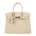 👜Birkin 30 Bag Ostrich Parchemin Gold Hardware New w/Box