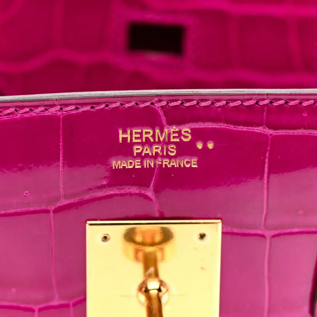 👜Birkin 30 Rose Pourpre Shiny Niloticus Crocodile Gold Hardware