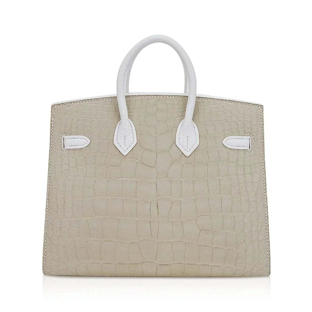 👜Limited Edition Birkin 20 Faubourg Sellier Bag Neige (Snow) White Matte Alligator