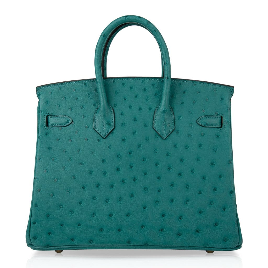 👜Birkin 25 Bag Vert Verone Ostrich Gold Hardware