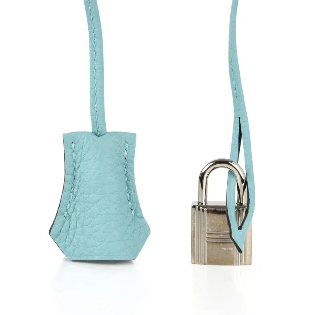 👜Birkin 35 Bag Fresh Blue Atoll Togo Palladium Hardware