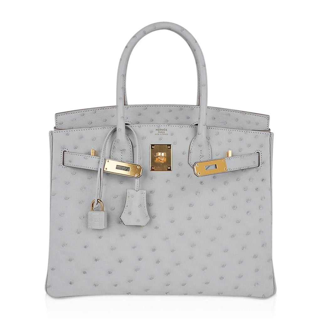 👜Birkin 30 Bag Gris Perle Ostrich with Gold Hardware
