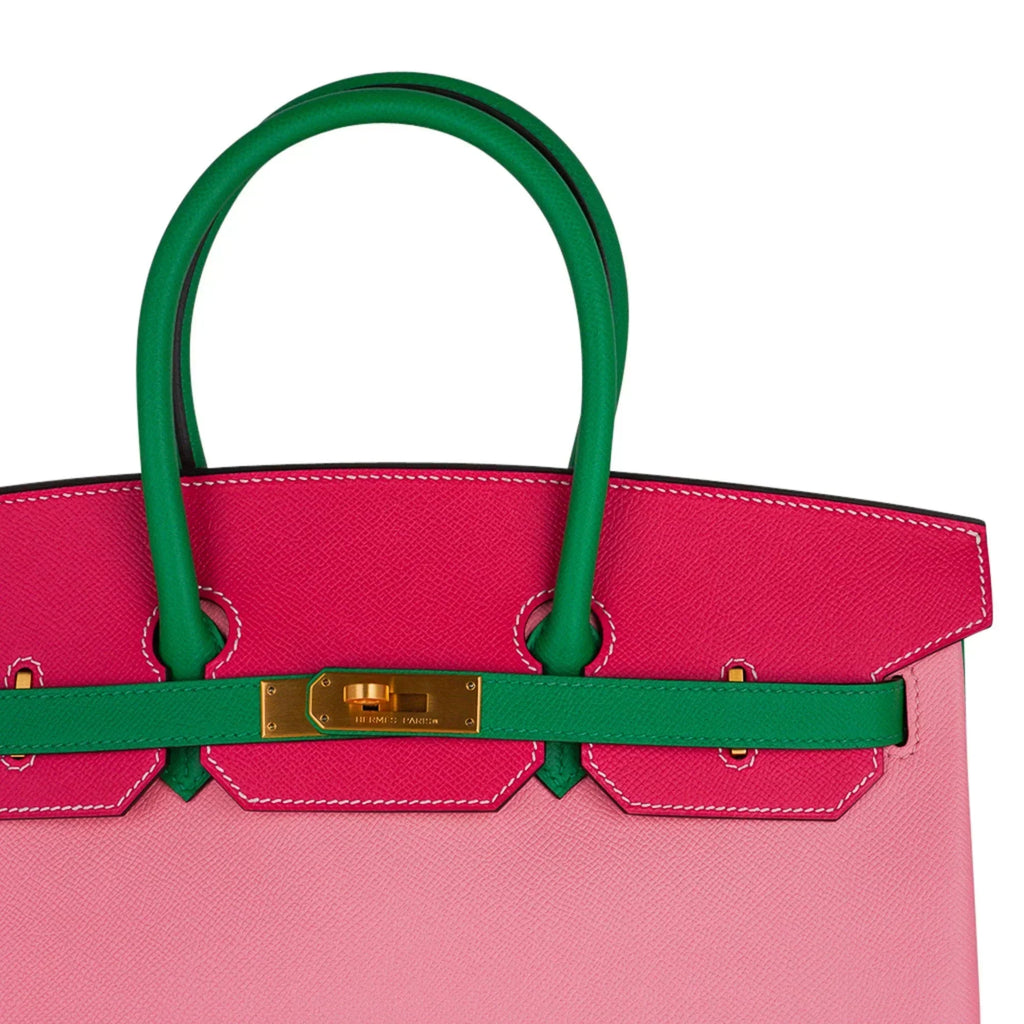 👜Birkin 35 HSS Bag Rose Confetti/Rose Tyrien/Bamboo Brushed Gold Hardware