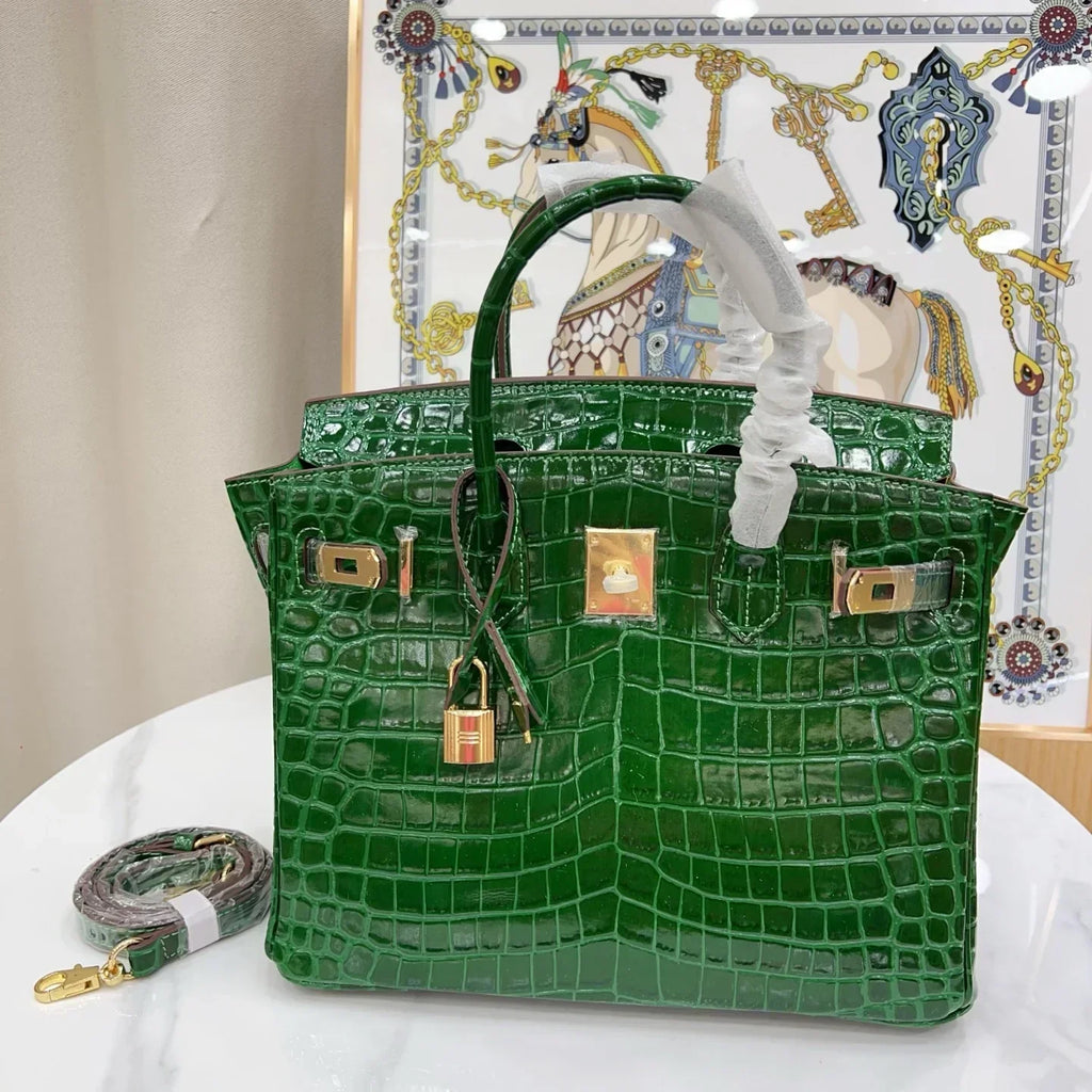 👜Birkin Emerald Shiny Niloticus Crocodile Gold Hardware