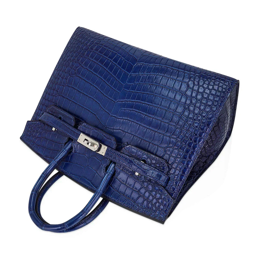 👜Limited Edition Birkin 25 Bag Sellier Indigo Aizome Porosus Crocodile with Palladium Hardware