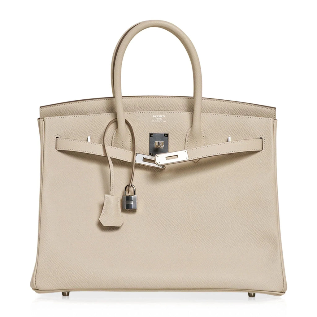 👜Birkin 35 Bag Craie Epsom Palladium Hardware