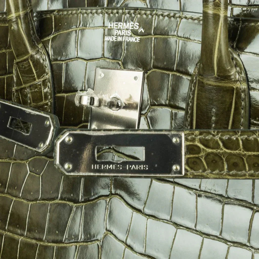 👜Birkin 35 Bag Vert Veronese Porosus Crocodile Palladium Hardware