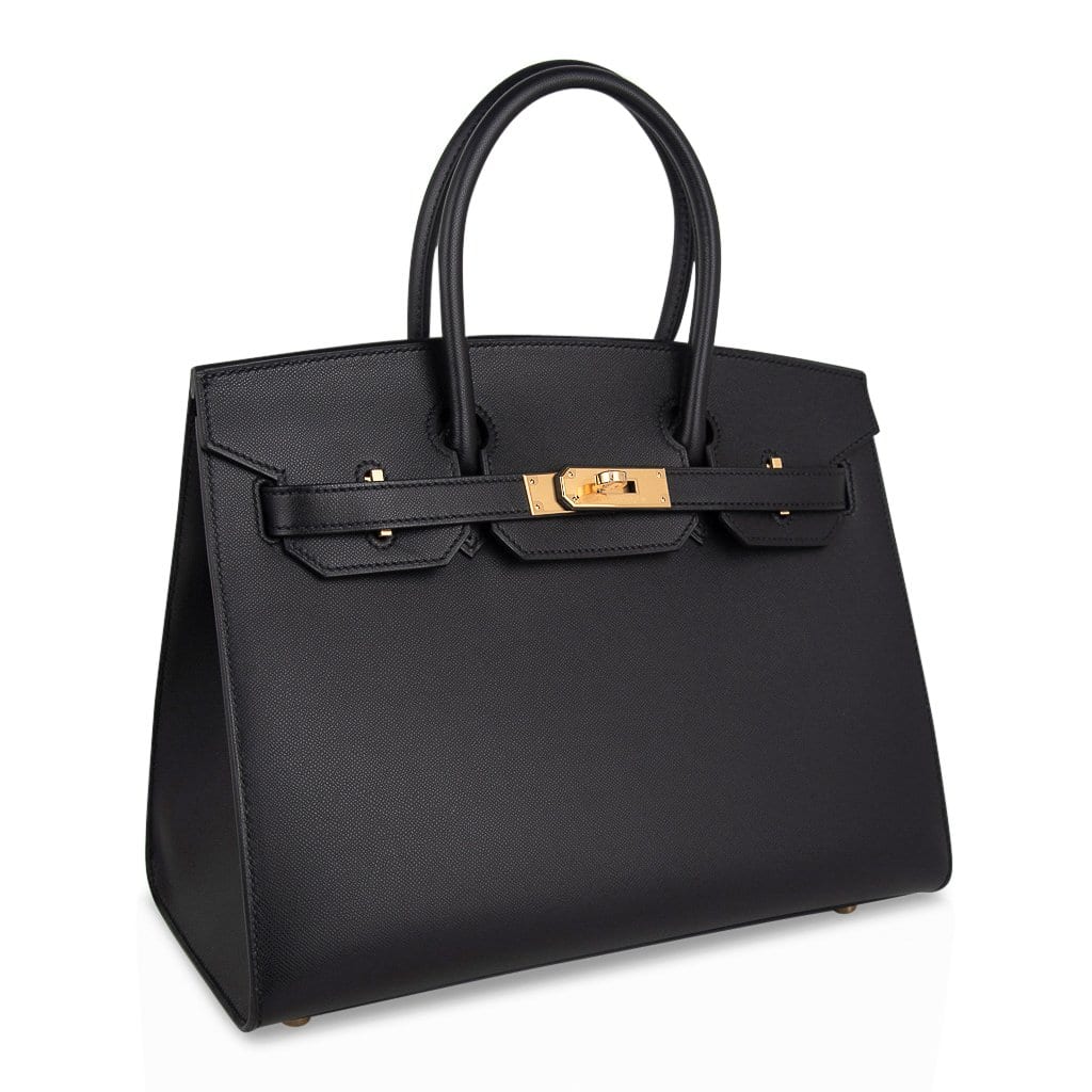 👜Birkin Sellier Limited Edition 30 Bag Black Veau Graine Monsieur Laiton