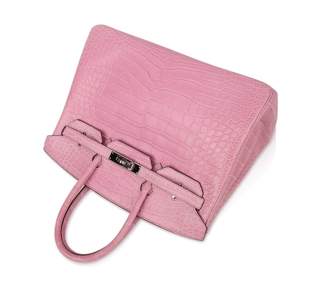 👜Limited Edition Birkin 35 Bag 5P Pink Matte Alligator with Palladium Hardware