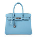 👜Birkin 30 Bag Blue Celeste Epsom Palladium Hardware New