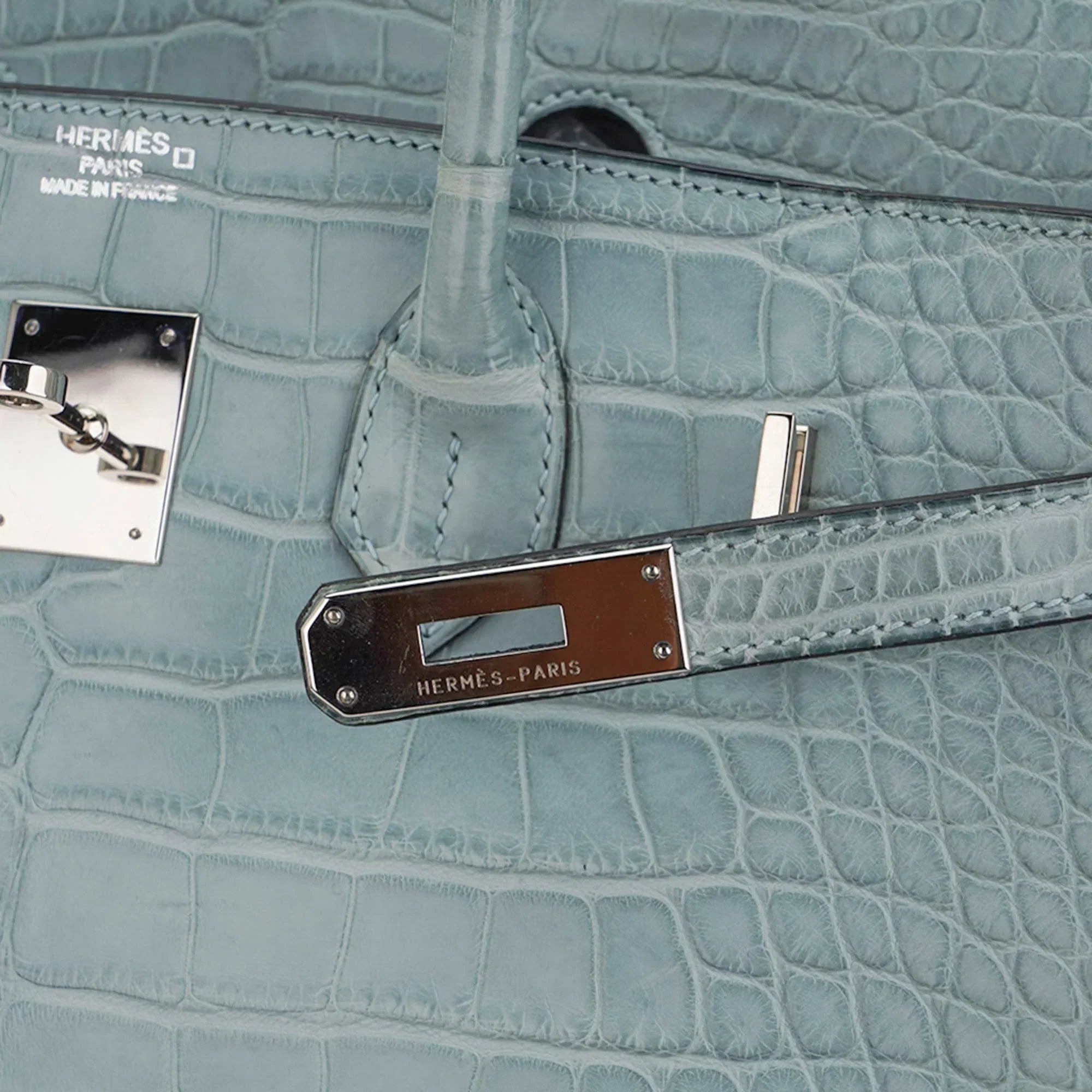 👜Limited Edition Birkin 35 Bag Ciel Matte Alligator with Palladium Hardware