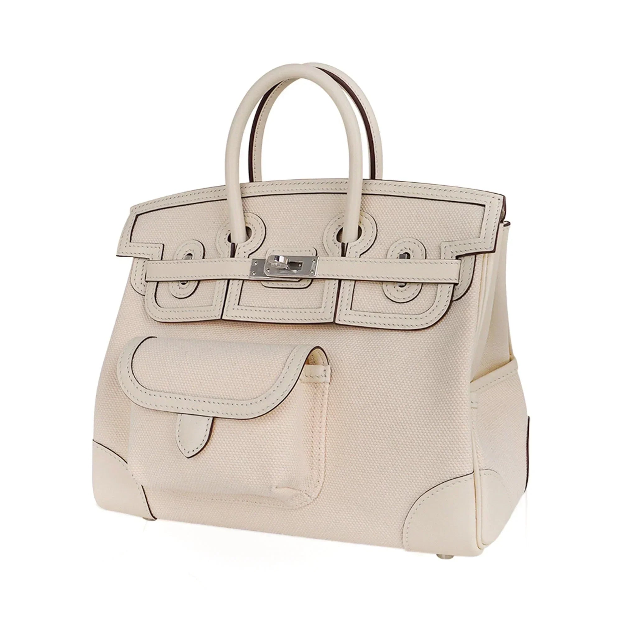 👜Birkin 25 Cargo Nata Toile Goeland Bag Swift Leather Trim Limited Edition