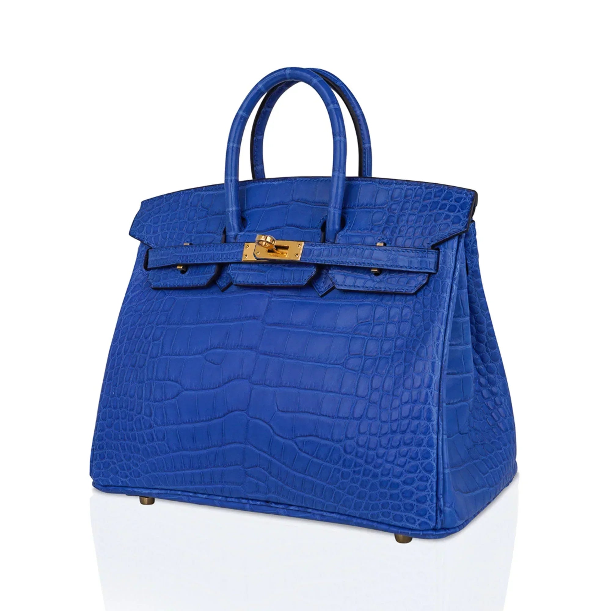 👜Birkin 25 Bag Blue Zellige Matte Alligator Gold Hardware