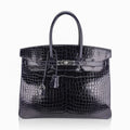 👜Birkin 35 Bag Blue Marine Porosus Crocodile with Palladium Hardware