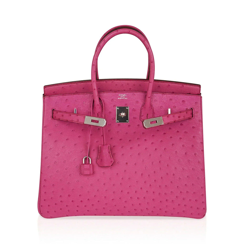 👜Birkin 35 Bag Fuchsia Ostrich Palladium Hardware