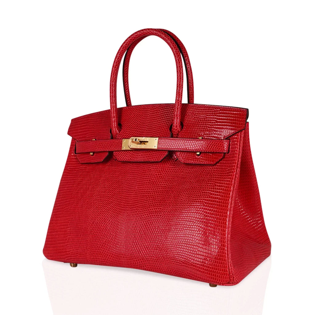 👜Birkin 30 Bag Rouge Exotique Lizard Limited Edition Gold Hardware Rare