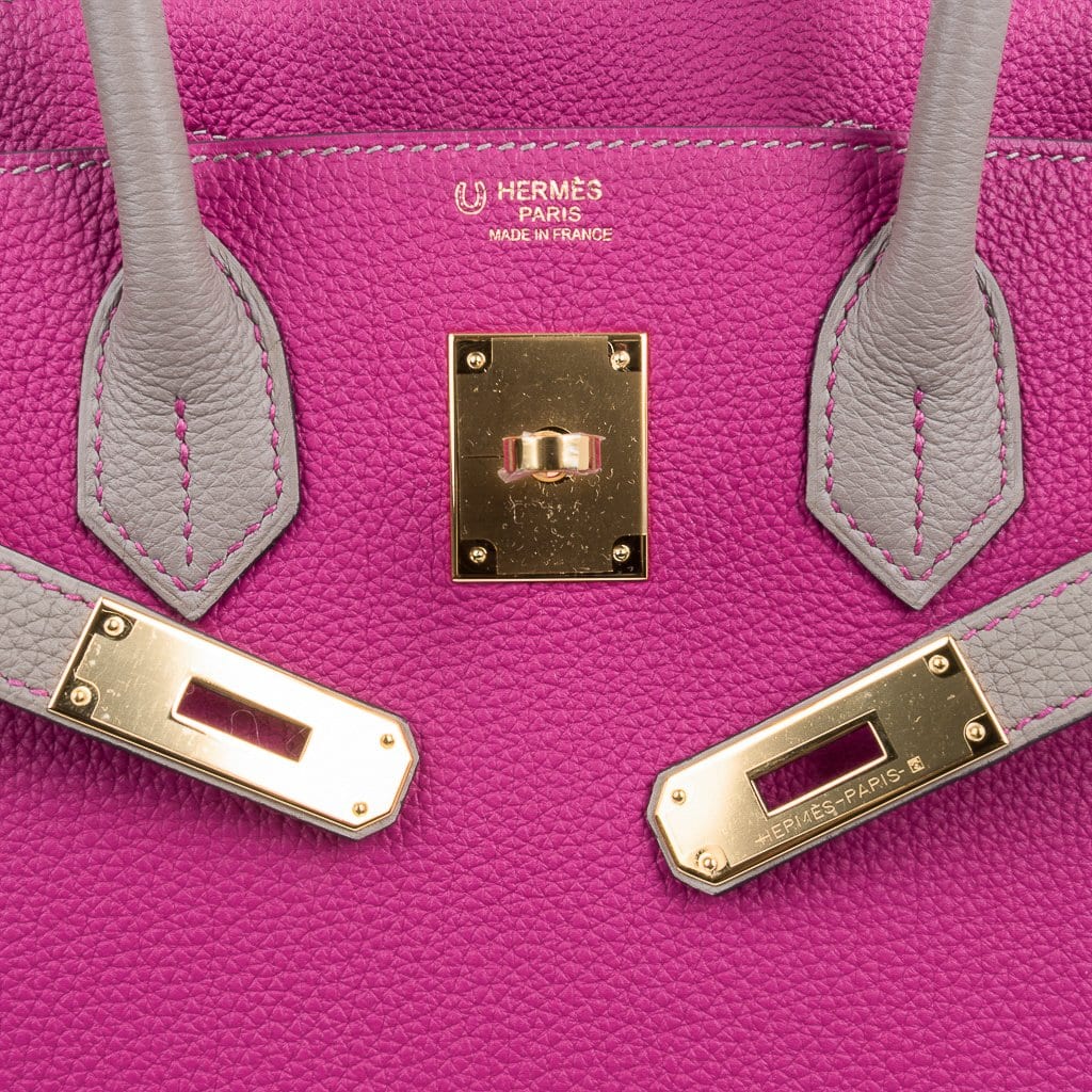 👜Special Order HSS Birkin 30 Bag Rose Pourpre & Gris Asphalte Togo Leather with Gold Hardware