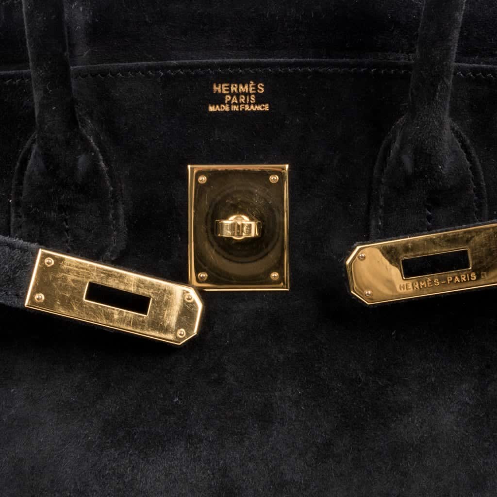 👜Birkin 30 Bag Doblis (Suede) Black Gold Hardware