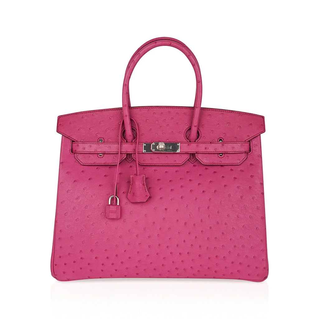 👜Birkin 35 Bag Fuchsia Ostrich Palladium Hardware
