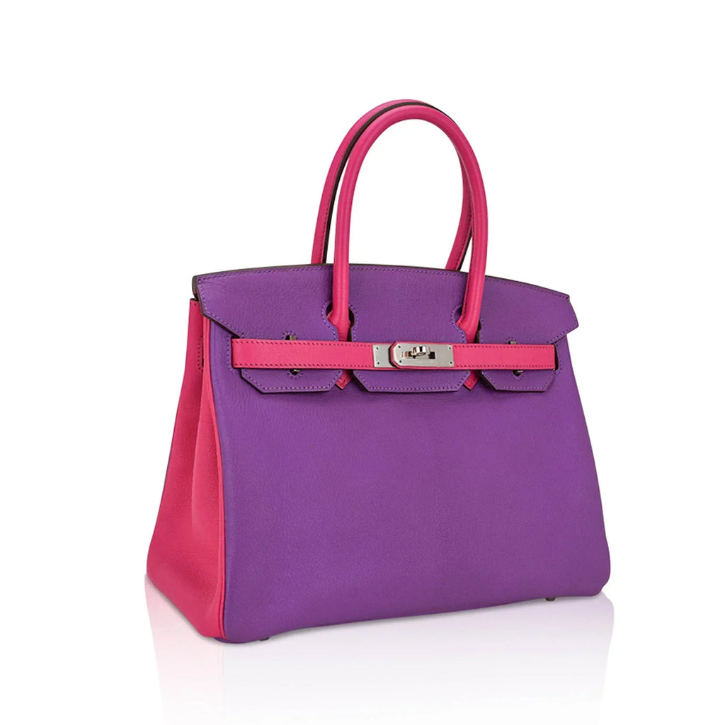 👜Special Order HSS Birkin 30 Bag Parme and Rose Shocking Chevre Leather with Palladium Hardware