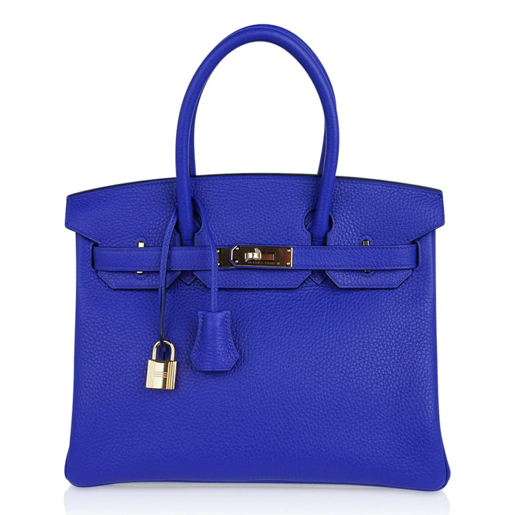 👜Birkin 30 Bag Blue Electric Clemence Gold Hardware