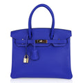 👜Birkin 30 Bag Blue Electric Clemence Gold Hardware