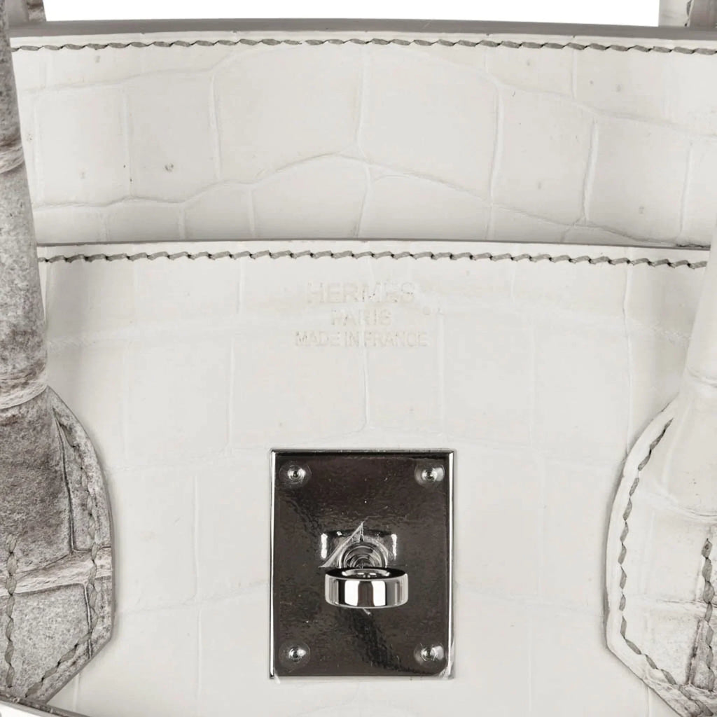 👜Birkin 35 Himalaya Blanc Crocodile Palladium Hardware