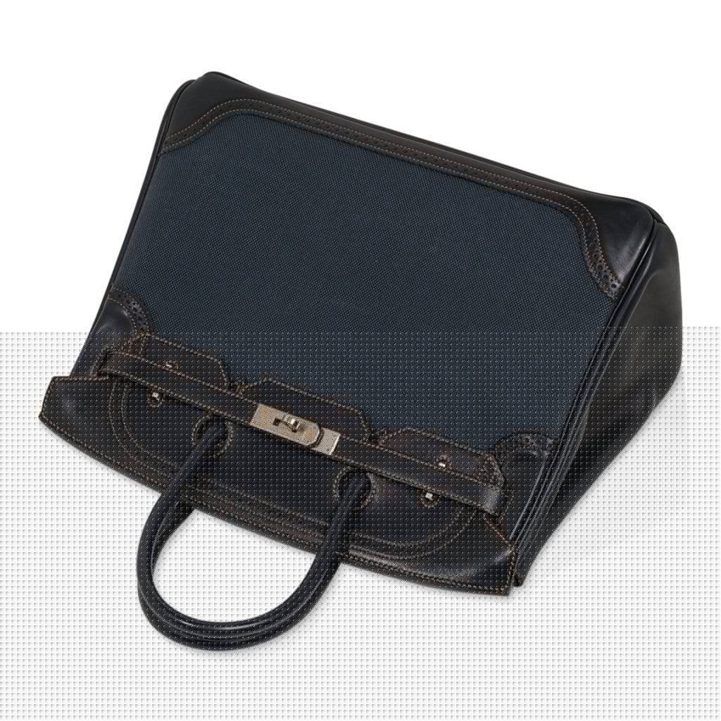 👜Birkin 35 Ghillies Denim Fonce Toile / Black Evercalf Bag Limited Edition